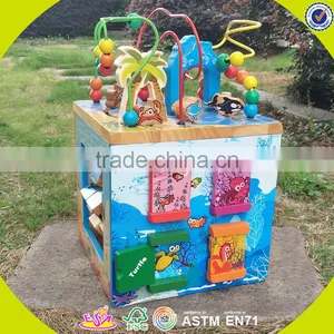 Оптовая деревянная лабиринтная игрушка для младенцев с шариками 2017 года. Многофункциональная деревянная лабиринтная игрушка для младенцев с шариками. W12D033 thumbnail-6