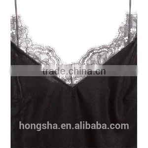 Tops For Women 2016 Thin Shoulder Straps Lace Trim Velvet Tops HST9265 thumbnail-2