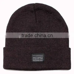 Fashion Custom Woven Label Grey Mixed Yarn Beanie thumbnail-2