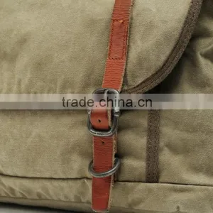 Unisex,Vintage Casual Cotton Canvas Leather Haversack Messenger Bag Courier Bag Haversack, Bookbag ,Shoulder Bag For Men & Women thumbnail-3