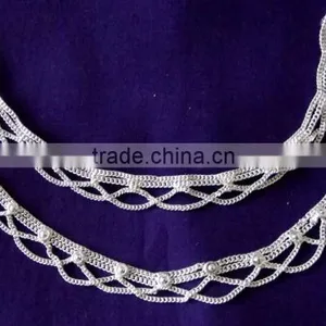SILVER TONE Chain Payal ANKLETS Feet Bracelet PAIR thumbnail-1