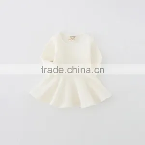 Wholesale Baby Girl Spring Dress Solid Color Long Sleeve Dress Winter Girls Plain Cotton Dresses thumbnail-5