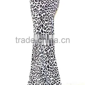 MGOO Elegant Leopard Print Maxi Skirt For Women Sublimation Sexy Long Skirt Knitted Stretch Muslim Skirts thumbnail-4
