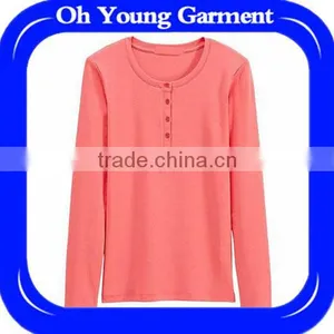 GOOD-LOOKING PINK SINGLE-BREAST COTTON&SPANDEX T-SHIRT FOR YOUNG LADY TRENDY AEROPOSTALE SHIRT LONG SLEEVE FOR LADY TOP QUALITY thumbnail-1