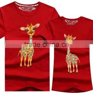Wholesale Cheap Red Colour Print Couple T- Shirt thumbnail-1