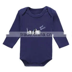 Plain Navy Comfortable Baby Romper Wholesale Long Sleeve Baby Bodysuits thumbnail-1