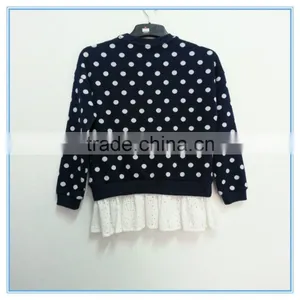 Wholesale 100% Cotton Girls Dot t Shirt Navy Background White Dot t Shirt Children Casual Wear thumbnail-2