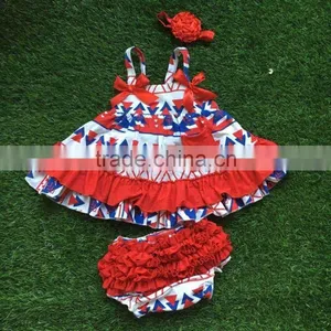 2016 New Baby Girl 4th of July Swing Outfits Little Girls Swing Top Bloomer Set May Memorial Day Outfits With Headband thumbnail-1