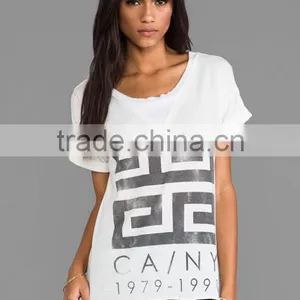 Rib Knit Neckline Raw Cut Hem T-shirt thumbnail-1