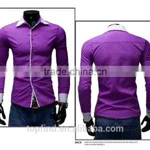 Beautiful Bright Color Slim Fit Men Dress Blank Shirt for Men thumbnail-5