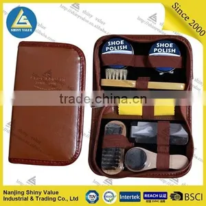 Professional Handy PVC Bag Mens Shoe Shine Kit With Lint Brush and Wood Shoe Brushes thumbnail-1