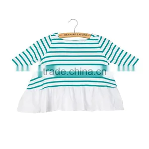 Children Cotton Stripe Printed Baby Ruffle Tops thumbnail-4