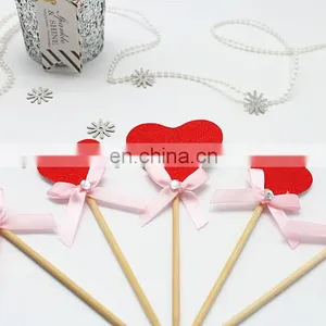 New Design Red Heart With Bow Wedding Birthday Cake Topper thumbnail-1