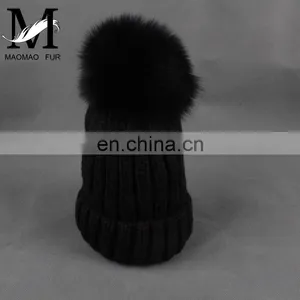Cute Children Present Fox Fur Pompom Knitted Beanie Earmuff Funny Baby Beanie thumbnail-5
