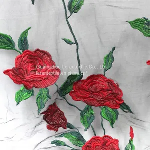 2017 Hot Selling Flower Pattern Patch Embroidered Mesh Fabric for Women thumbnail-1