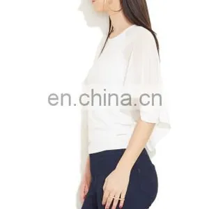 2015 White Top With Smocking And Tie-up Women Blue Floral Print Tie-up Top thumbnail-2
