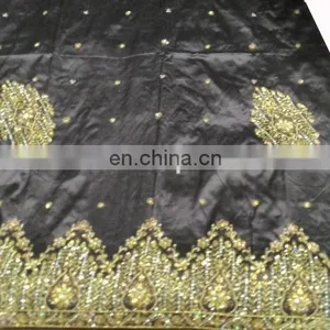 New Design Nigerian African 100 % Raw Silk Stones Handwork George Fabric Wrapper thumbnail-1