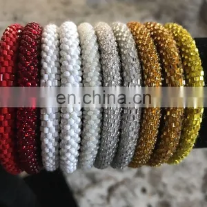 Glass Seed Bead Bracelet Crochet Handmade Bangle thumbnail-1