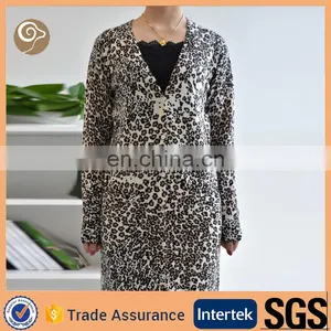 Leopard Printed Wholesale Cashmere Dress Coat thumbnail-1
