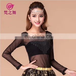 Long Sleeves Belly Dance Tops Sexy Dance Tops Western Dance Tops Belly Dance Practice Top S-3071# thumbnail-1