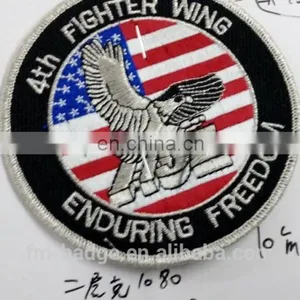 Sew-On Uniform Embroidery Patch for Clothes,,iron on USA Fighter Wing Patch, Enduring Freedom Embroidered Badge thumbnail-1