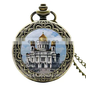 Classical Pocket Watch New Design Taj Mahal Pattern Chain Watch thumbnail-1