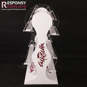 Many Layers Custom Revolvable Cosmetic Clear Acrylic Nail Polish Display Countertop Rack thumbnail-3