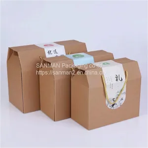 Simple Design Kraft Paper Packaging Box With Handle thumbnail-1