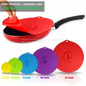 5PCS Reusable Silica Gel Spill Stopper Cover Universal Silicone Food Bowl Pot Lid Silicone Cover Pan Cooking Kitchen Accessories thumbnail-5