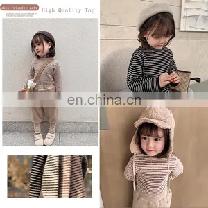 4097/2020 Newest High Quality Mink Cashmere All-match Girl Stripe Top Winter Fashion Warm Kids Clothes thumbnail-6