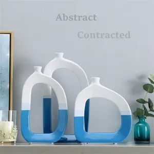 Nordic Modern Simple Countryside Style Creative Blue Yellow Ceramic Decor Art For Hallway thumbnail-4