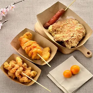 Kraft Paper Recyclable Disposable Boat Trays thumbnail-1