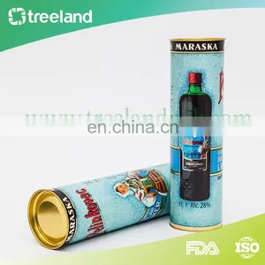 Custom Cylinder Round Tube Wine Bottle Gift Box Packaging With Tinplate Lid thumbnail-2