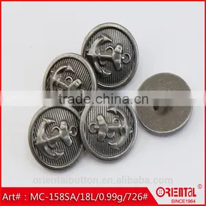 Anti-silver Anchor Logo Metal Shank Button thumbnail-1