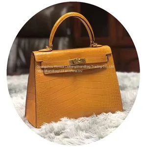 Kelly Bag Women's One-Shoulder Diagonal Bag 2022 New Trendy Crocodile Leather Platinum Bag thumbnail-1