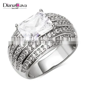 China Factory Price Pave Setting CZ Luxury Marriage Gift 18K Gold Ring Jewelry Plated thumbnail-2