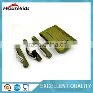 Outdoor Camping Tableware Stainless Steel Folding Fork Knife Spoon Sets Picnic thumbnail-1