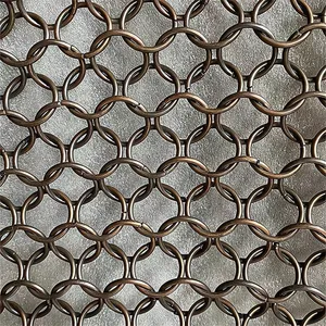 Decorative Woven Grilles Brass Strip Mesh Panels Decorative Wire Mesh for Cabinet Doors thumbnail-4