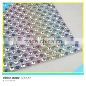 Silver Rhinestone Mesh Ribbon Plastic Round Crystal Rhinestone Mesh Roll 5 Yards 10 Rows thumbnail-4