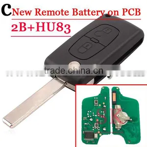 High Quality New 2 Button Flip Remote Key Battery On Pcb For Citroen With HU83 Blade 433mhz thumbnail-1