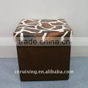 Storage Stool With Leather Cover thumbnail-1