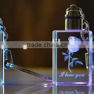 Color Changing 3d Laser Transparent Photo Led Crystal Keychain for Wedding Gifts thumbnail-3