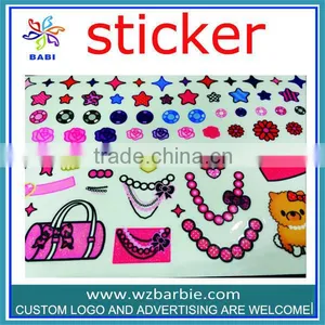 Promotion PVC Bling Jewelry Transparent Stickers for Little Girl thumbnail-1