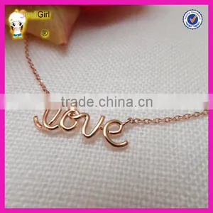 Bridesmaid Gift Cursive Writing Letter Love Necklace Rose Gold or Gold Love Necklace thumbnail-4