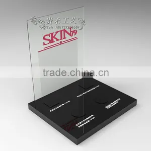 GH-U026 New Design White and Black Acrylic Cosmetic Display Stand With Customized Logo and Holes thumbnail-1