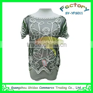 Factory Supply Cheap New Fashion Design Lace Blouse and Skirt YFS011 thumbnail-1