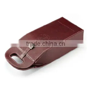 New Design Portable 2 Bottle Leather Wine Carrier thumbnail-3