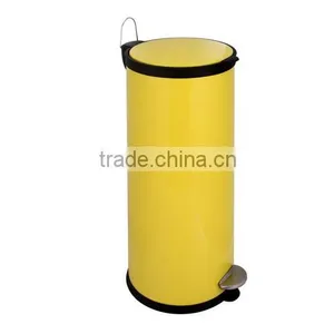 Yellow Oval Stainless Steel Trash Can Hospital Waste Bin thumbnail-2