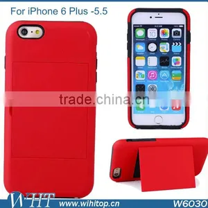 RUGGED IMPACT HYBRID BUILT-IN CARD SLOT STORAGE (PC+TPU) BACK CASE FOR IPHONE 6 PlUS 5.5" (2014 VERSION) thumbnail-2