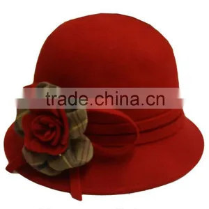 Wholesales Cheap Red Women's Hat With Flower OEM Service thumbnail-1